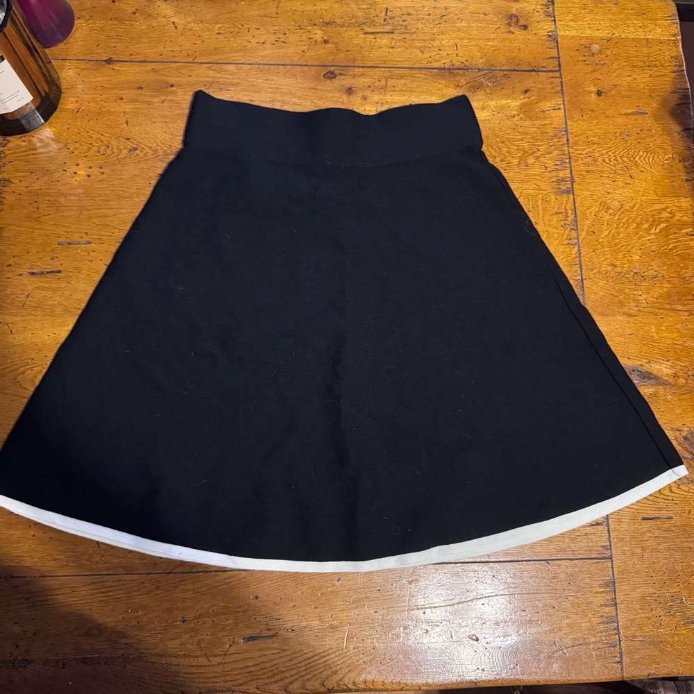 Ann Taylor Black A-Line Skirt with White Trim